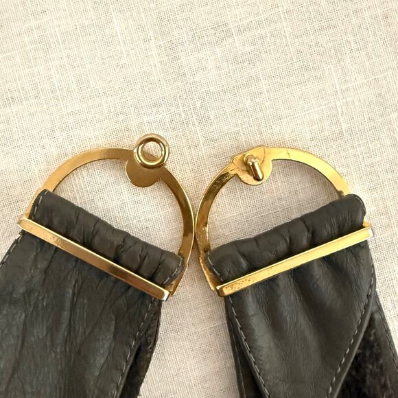 Vintage Genuine Leather Gray Belt With Gold-Tone Buckle Made In Brazil Size M main image 5